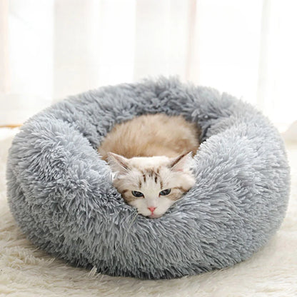 Gemütliches Plüsch-Haustierbett für Katzen & Hunde, rundes Design für jede Jahreszeit