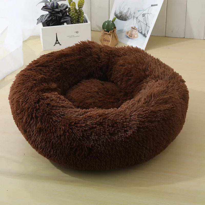 Gemütliches Plüsch-Haustierbett für Katzen & Hunde, rundes Design für jede Jahreszeit